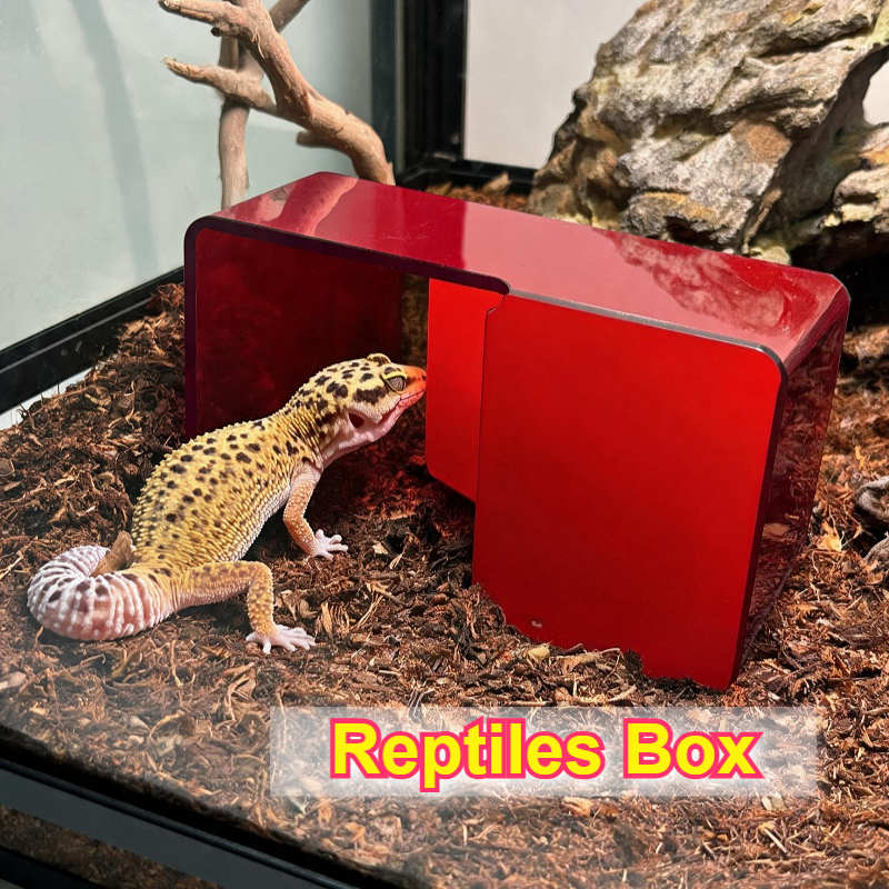 Gecko Lighting & Decor - Red Acrylic Reptile Box Habitat Decor
