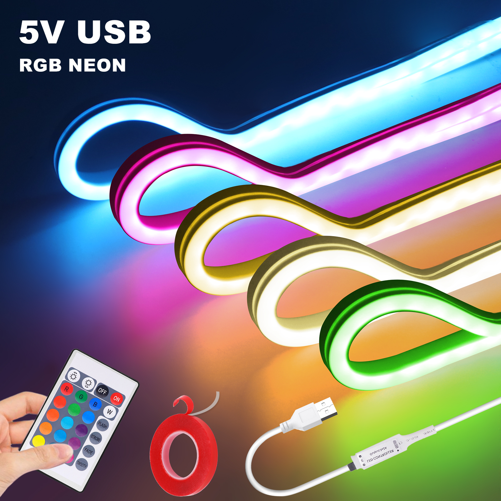 Lighting Decor And More - 5V RGB Neon Strip Light 1M