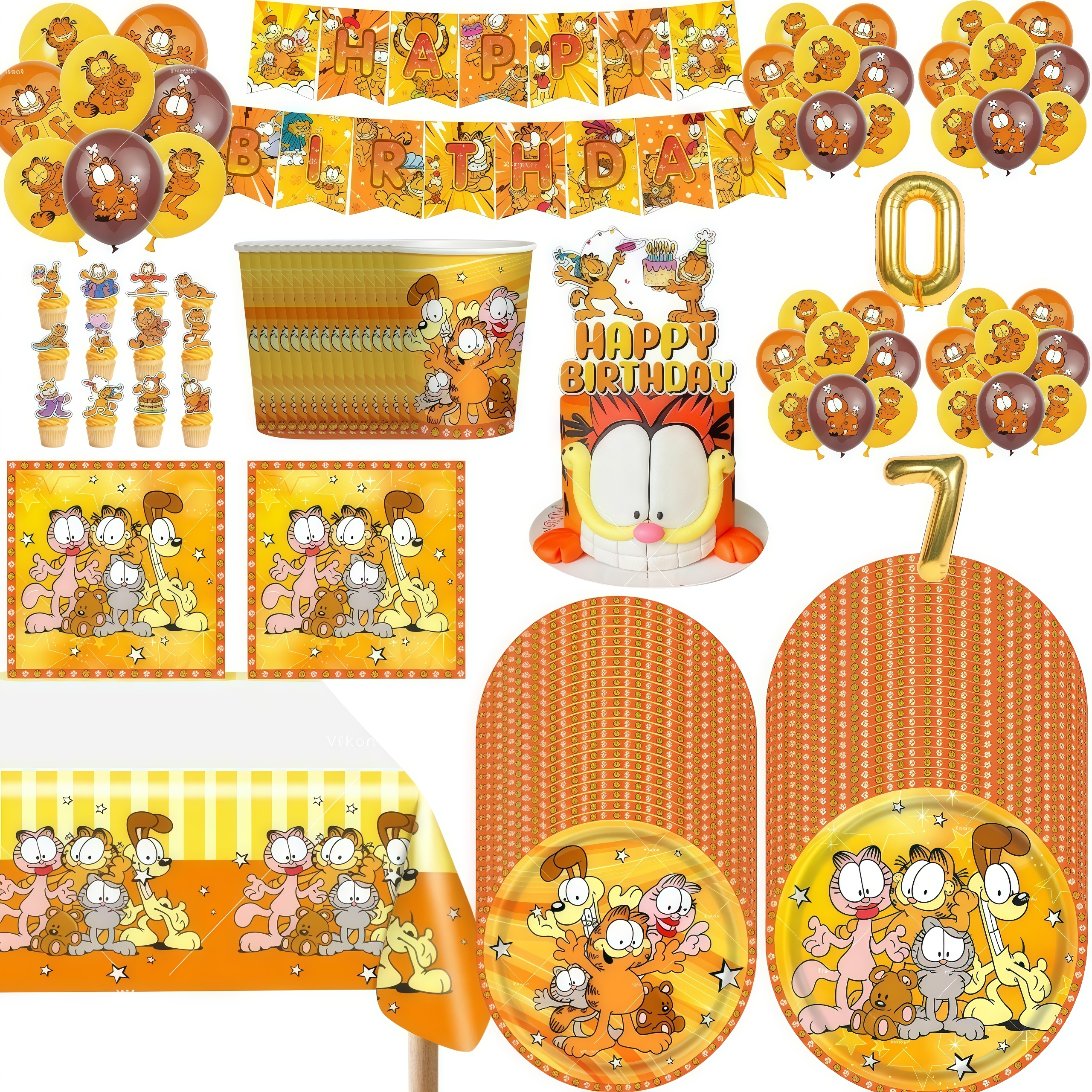 Orange Lighting Decor - Cute Cartoon G-arfielded Birthday Party Decoration