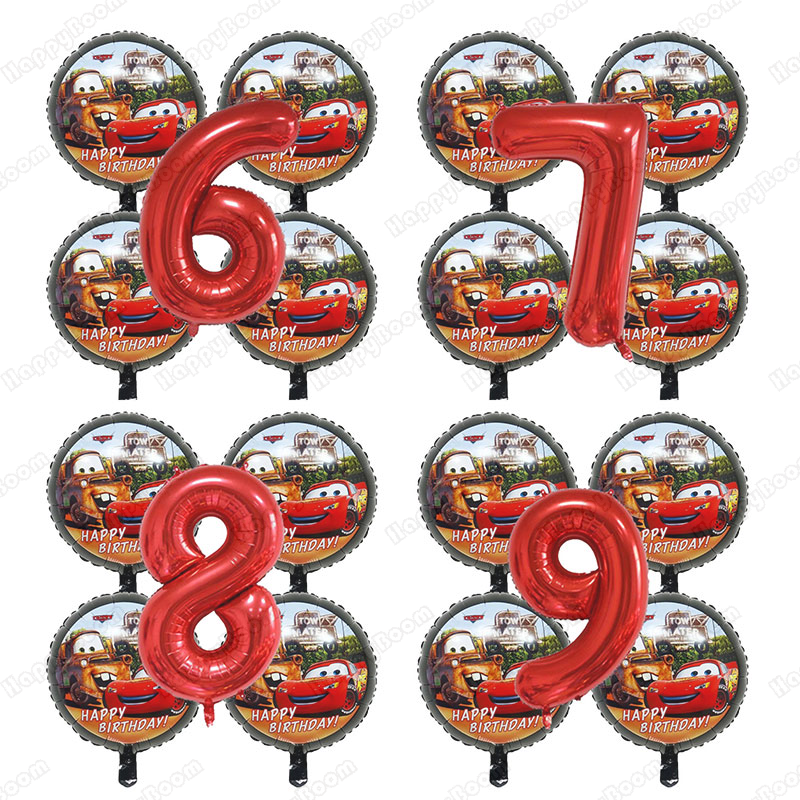 Lighting Mcqueen Birthday Decor - 5pcs Cartoon Cars 32Inch Number Foil