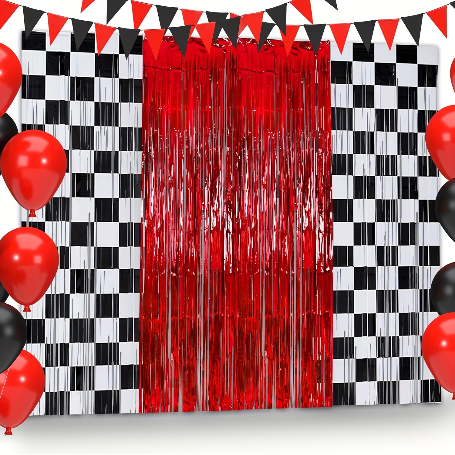 Lighting Mcqueen Birthday Decor - 3Pcs Racing Cars Foil Fringe Streamers
