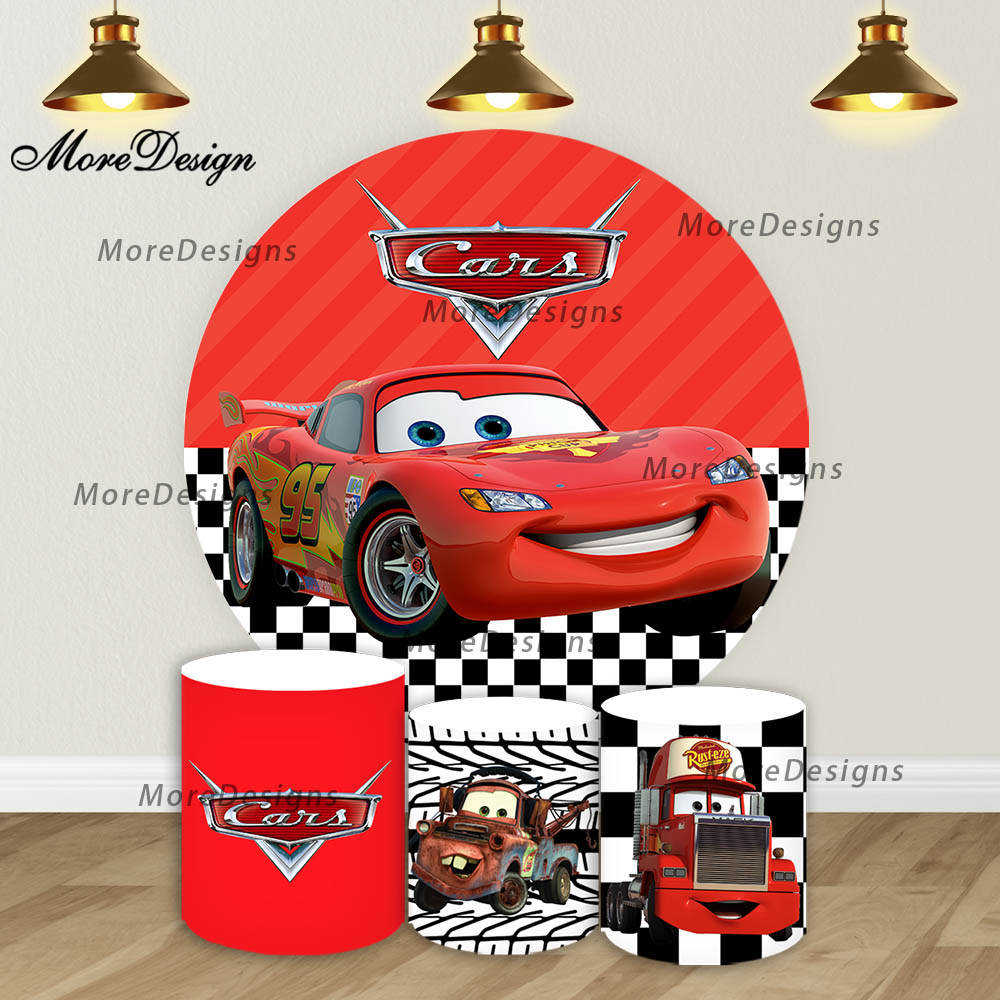 Lighting Mcqueen Birthday Decor - Mcqueen Car Round and Cylinder Covers