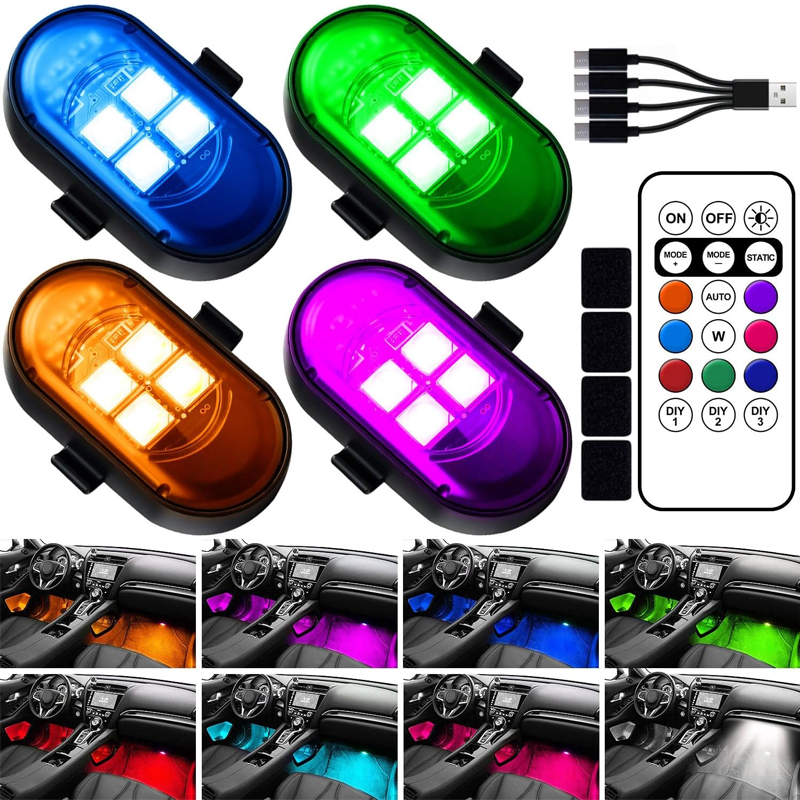 Lzpz Rui Decor Lighting Store - 2/4/6pcs Wireless LED Strobe Lights Car