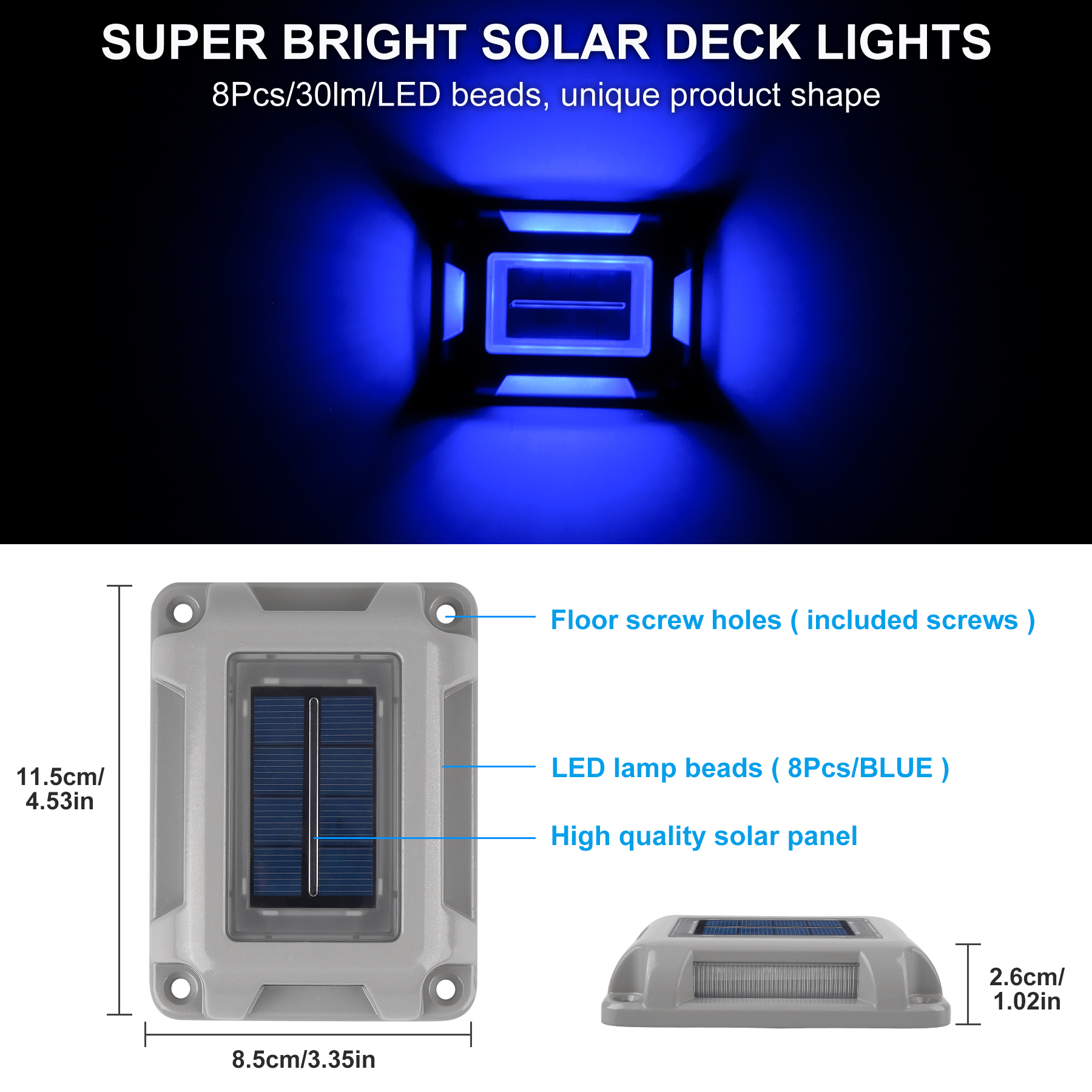 8PC Blue Light Solar Light Out - Lighting Decor Sunrise recensie en prijs