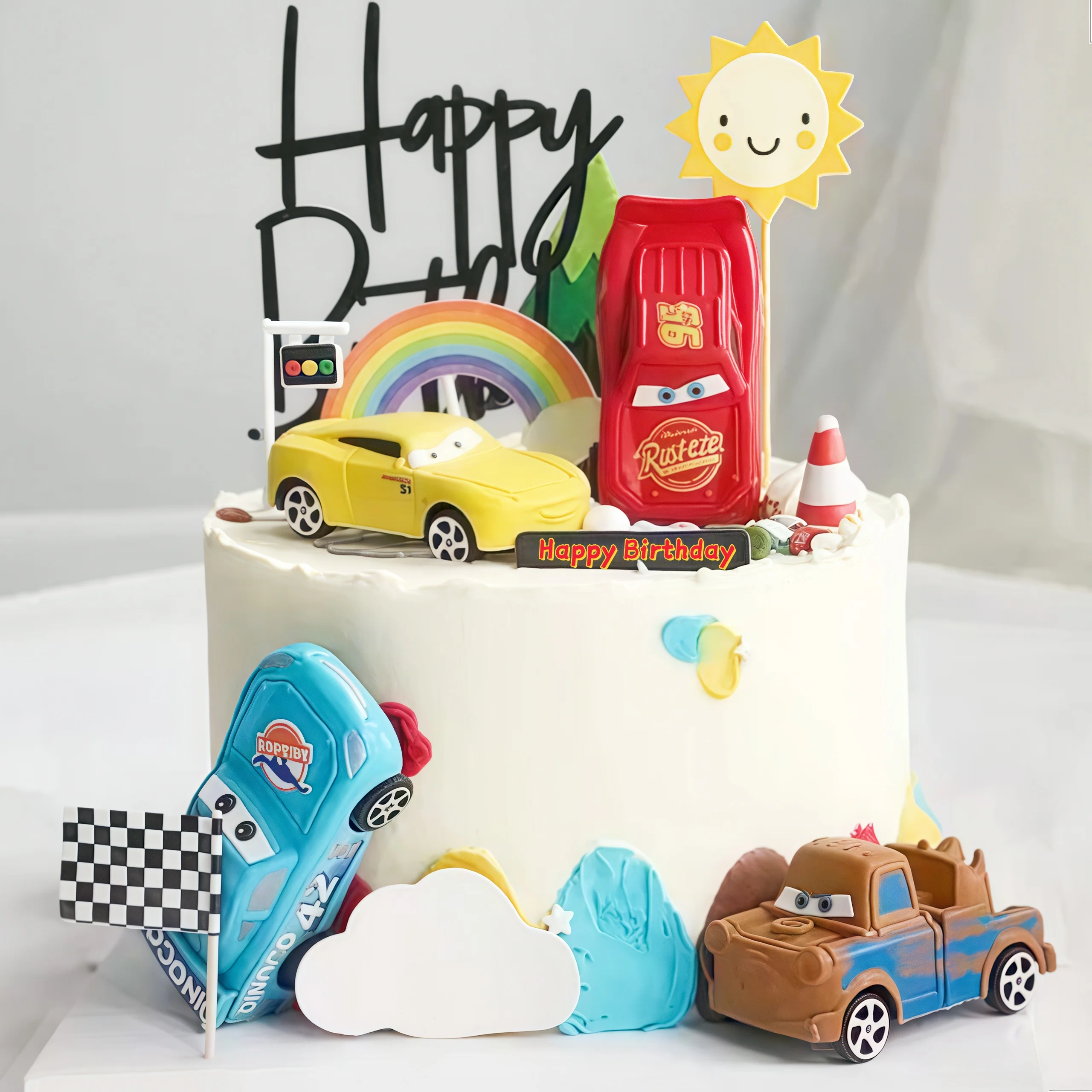 4pcs Lightning Cars Happy Birt - Lighting Mcqueen Birthday Decor recensie en prijs