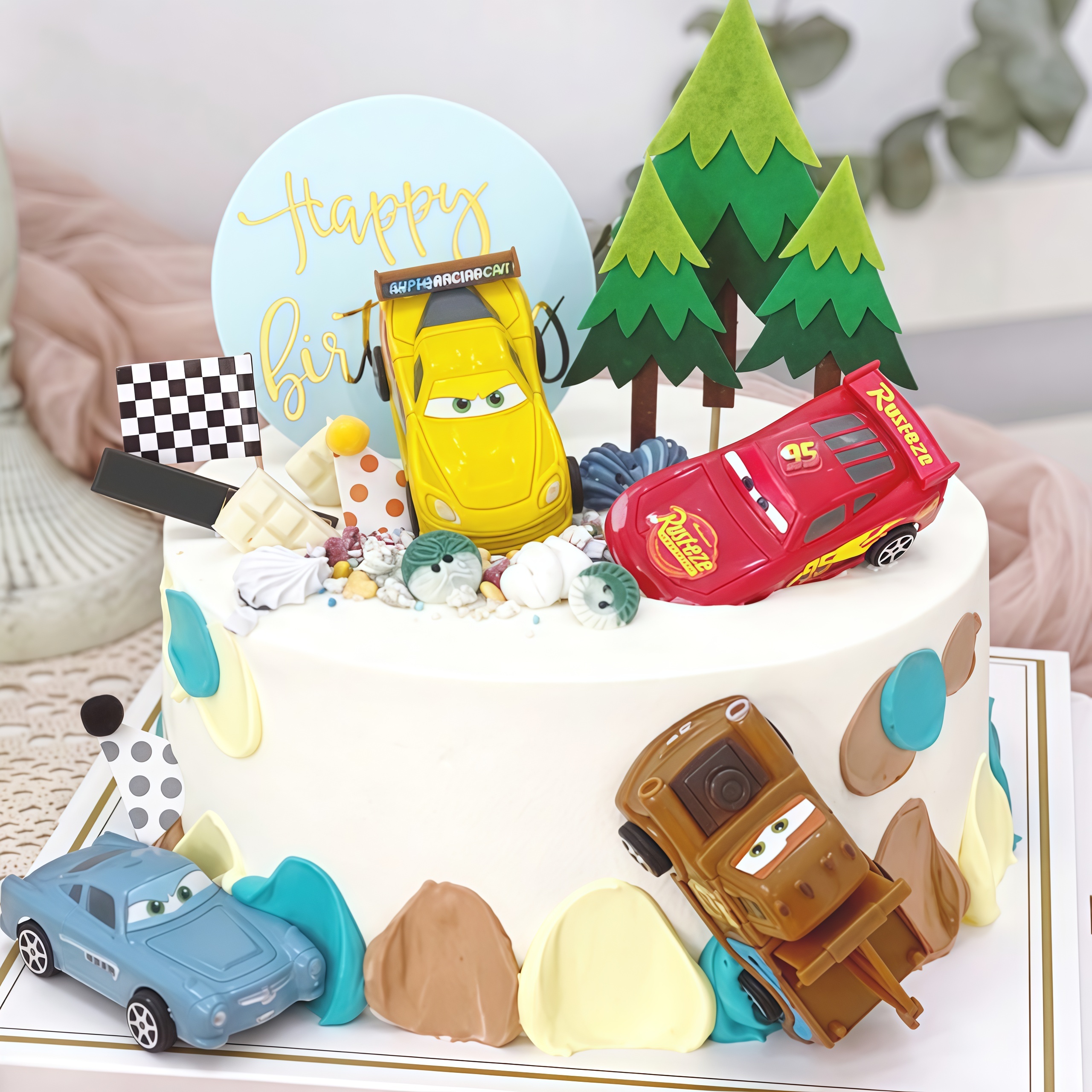 4pcs Lightning Cars Happy Birt - Lighting Mcqueen Birthday Decor recensie en prijs