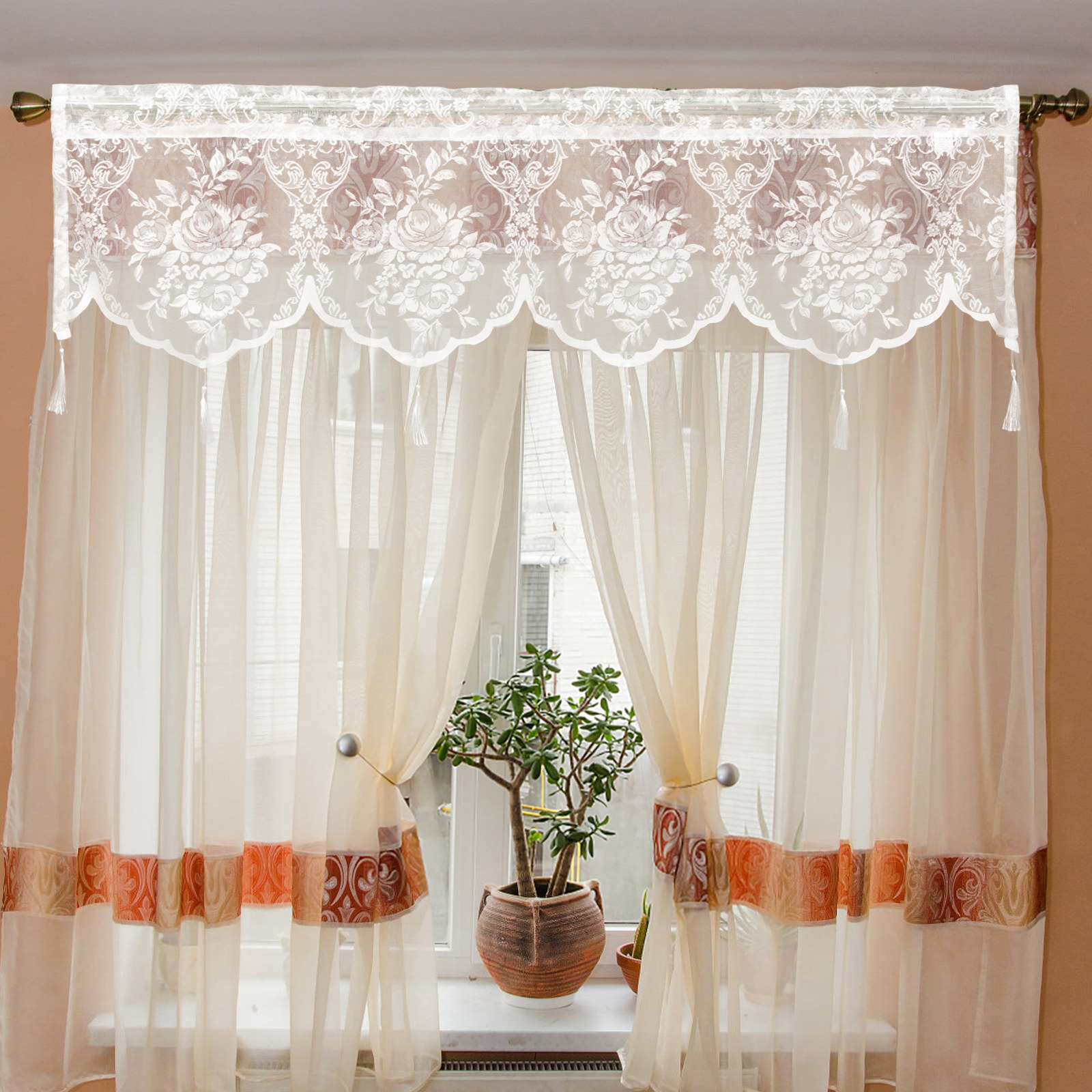 White Lace Curtain Sheer Windo - Office Lighting Decor recensie en prijs