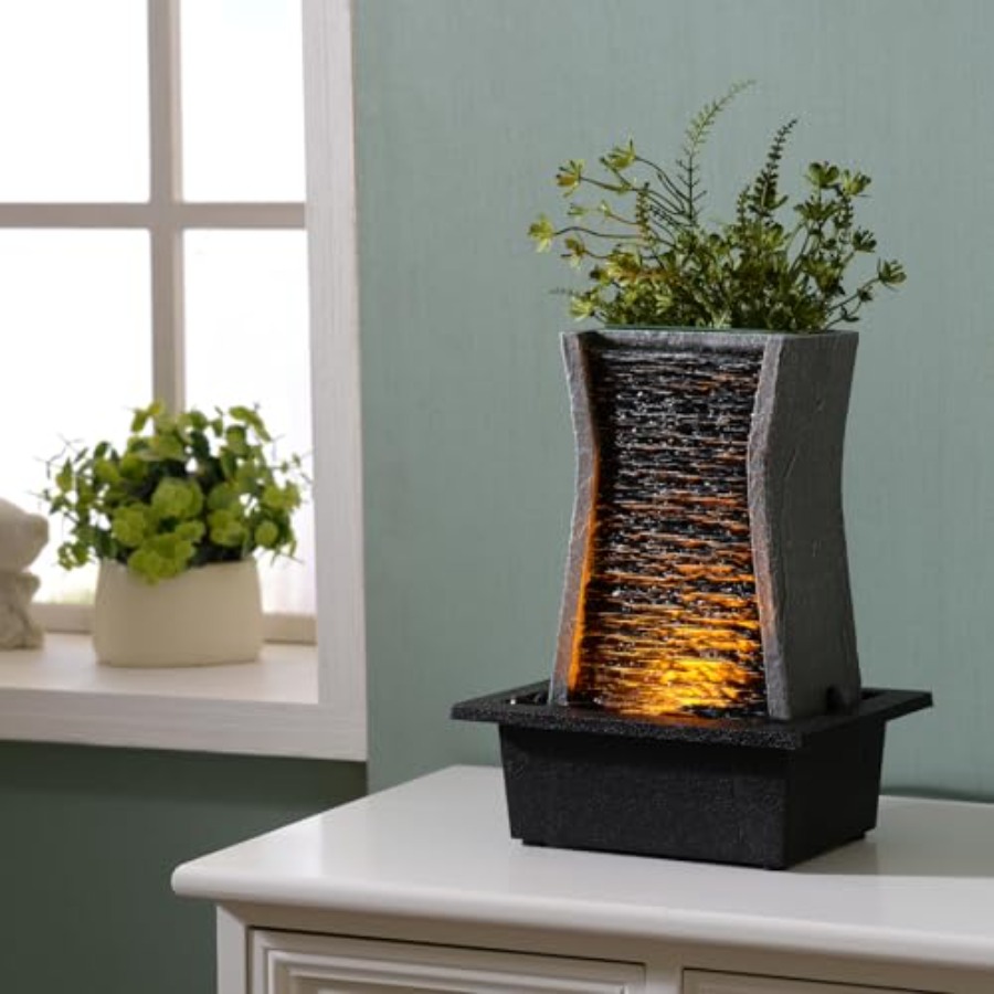 Tabletop Water Fountain with L - Office Lighting Decor recensie en prijs