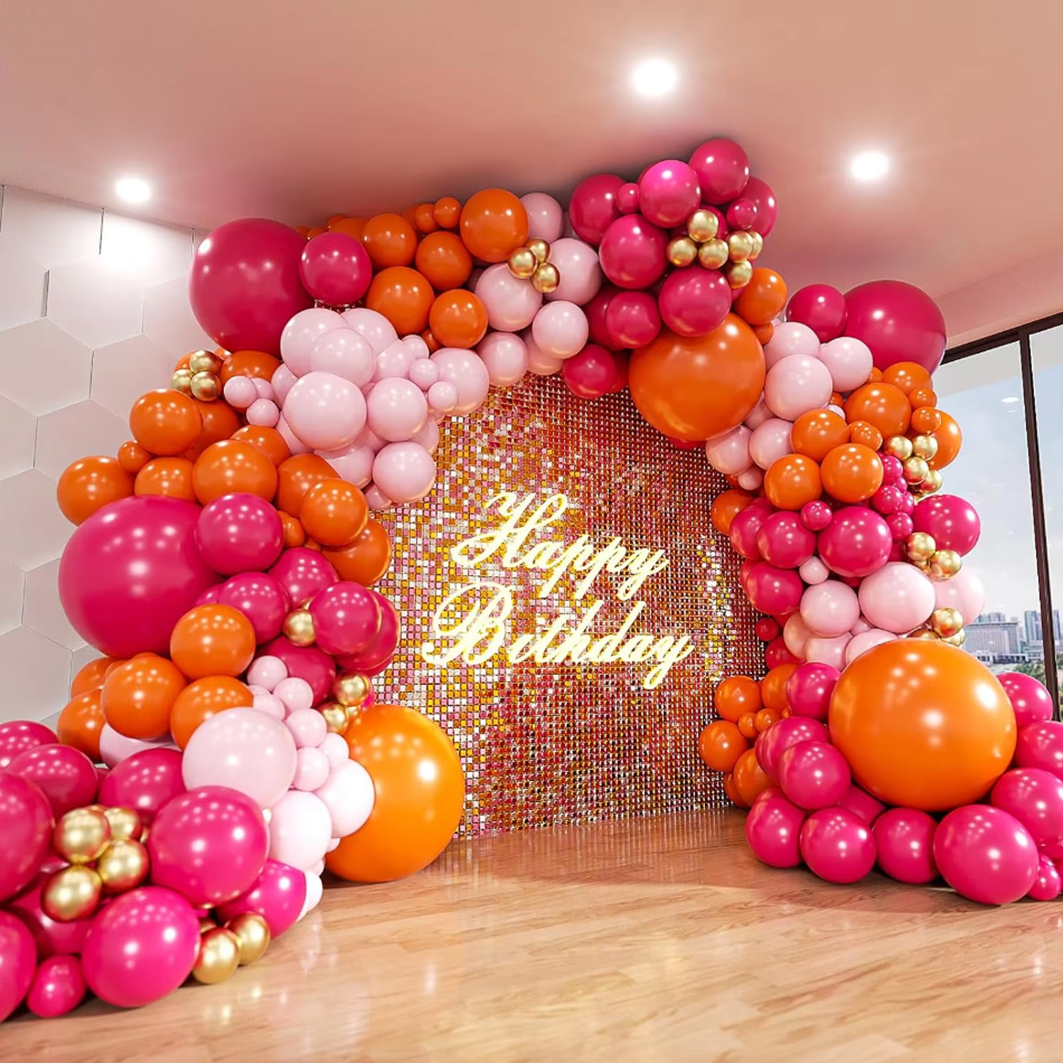 134PCS Pink and Orange Balloon - Orange Lighting Decor recensie en prijs