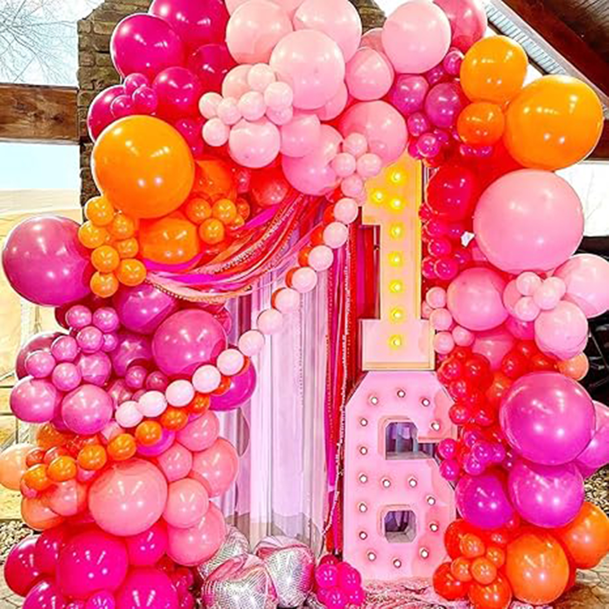 134PCS Pink and Orange Balloon - Orange Lighting Decor recensie en prijs