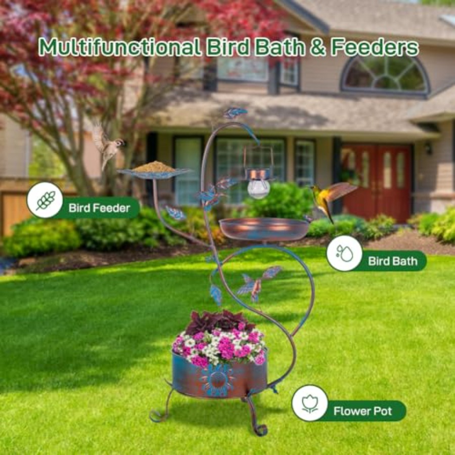 Outdoor metal bird bath with p - Lighting Decoration Outdoor recensie en prijs