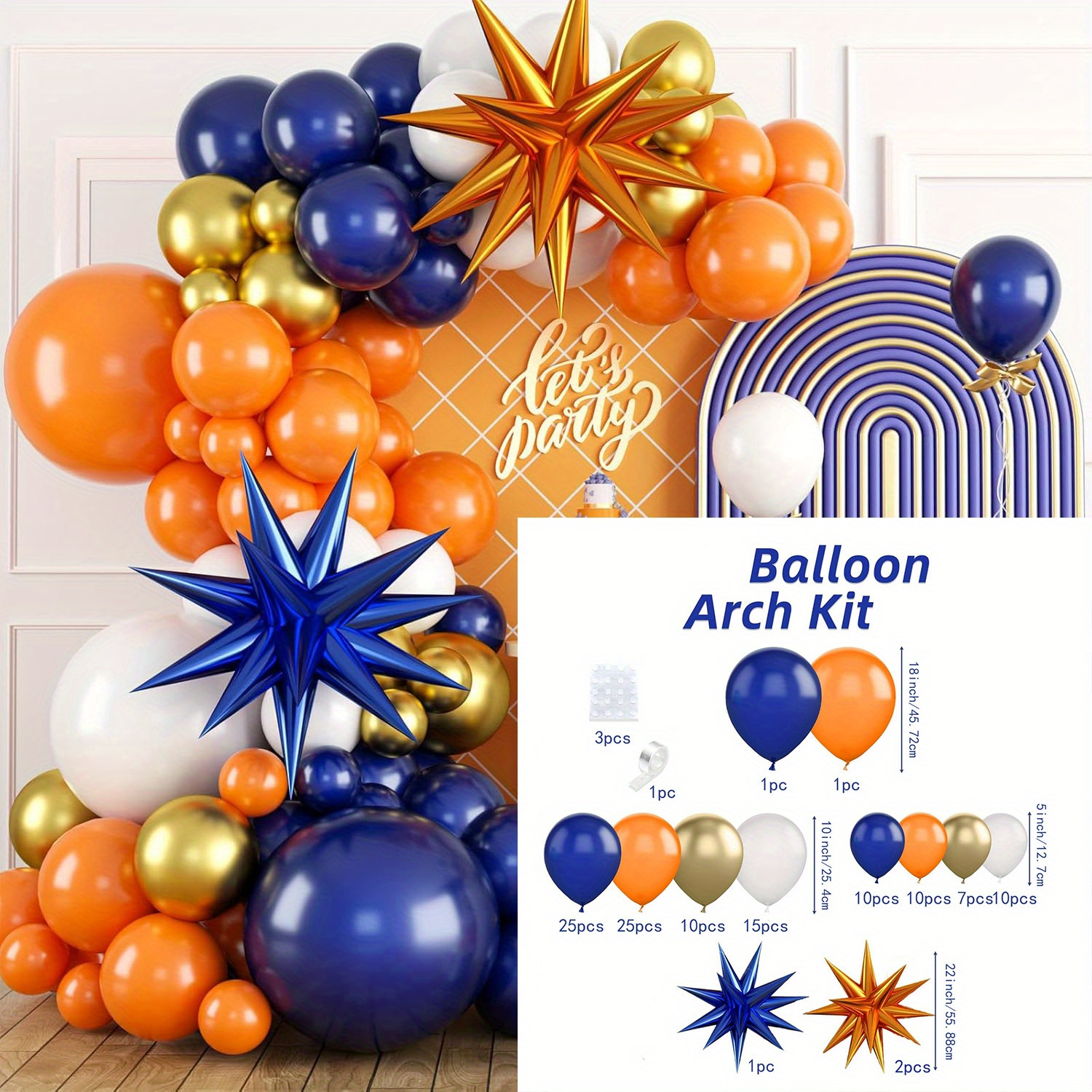 121pcs Orange and Blue Balloon - Orange Lighting Decor recensie en prijs