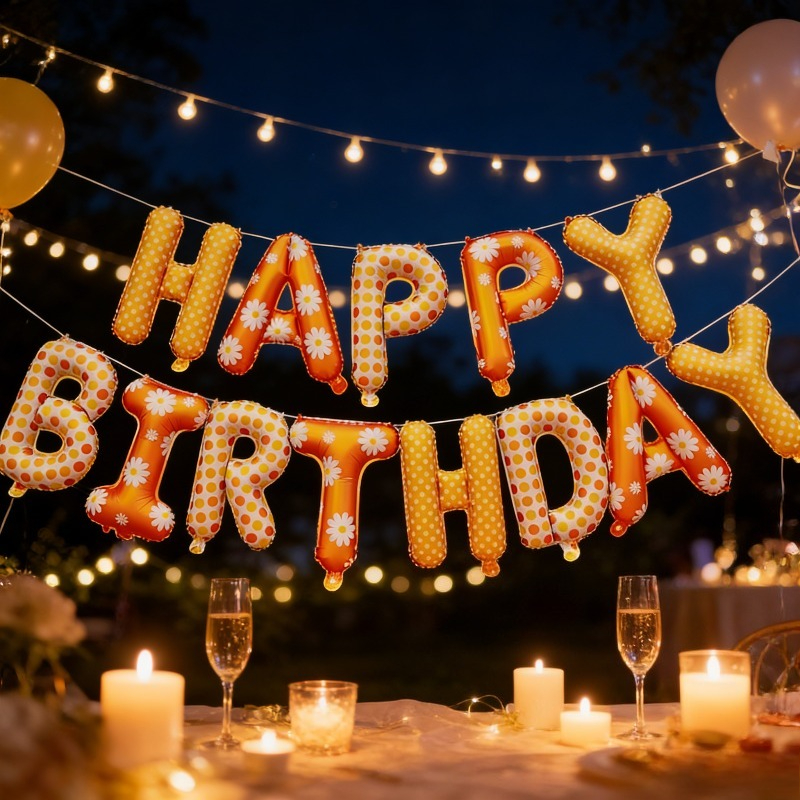 16Inch Happy Birthday Aluminum - Orange Lighting Decor recensie en prijs