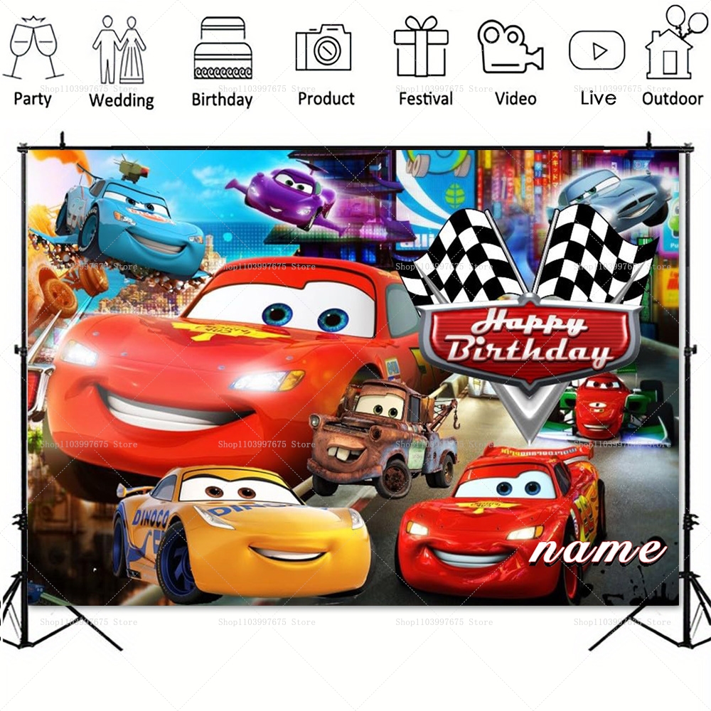 Lightning McQueen Backdrops Ch - Lighting Mcqueen Birthday Decor recensie en prijs