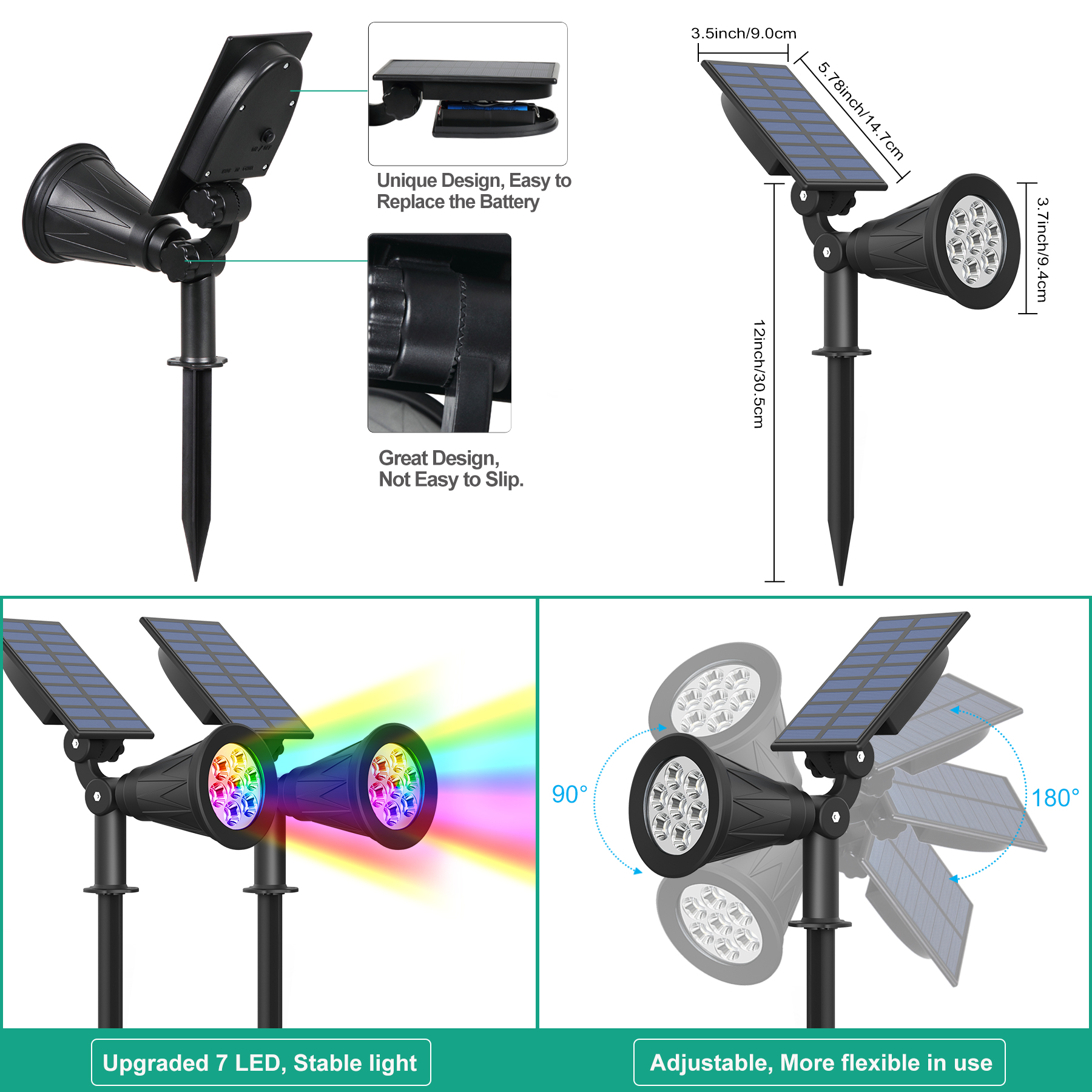 1pc/2pcs 7LED Solar Spotlight  - Lighting Decor Sunrise recensie en prijs
