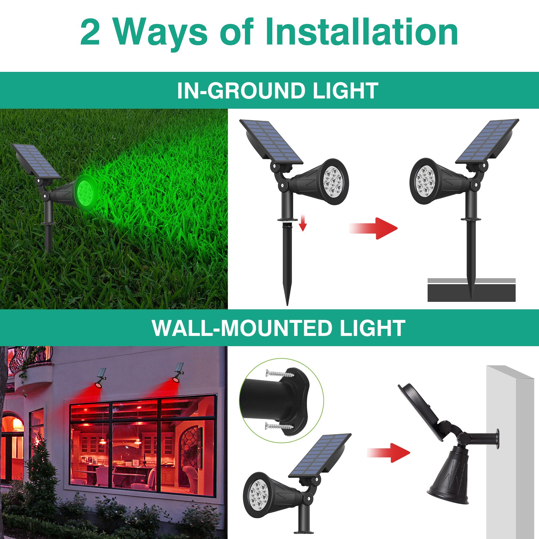 1pc/2pcs 7LED Solar Spotlight  - Lighting Decor Sunrise recensie en prijs