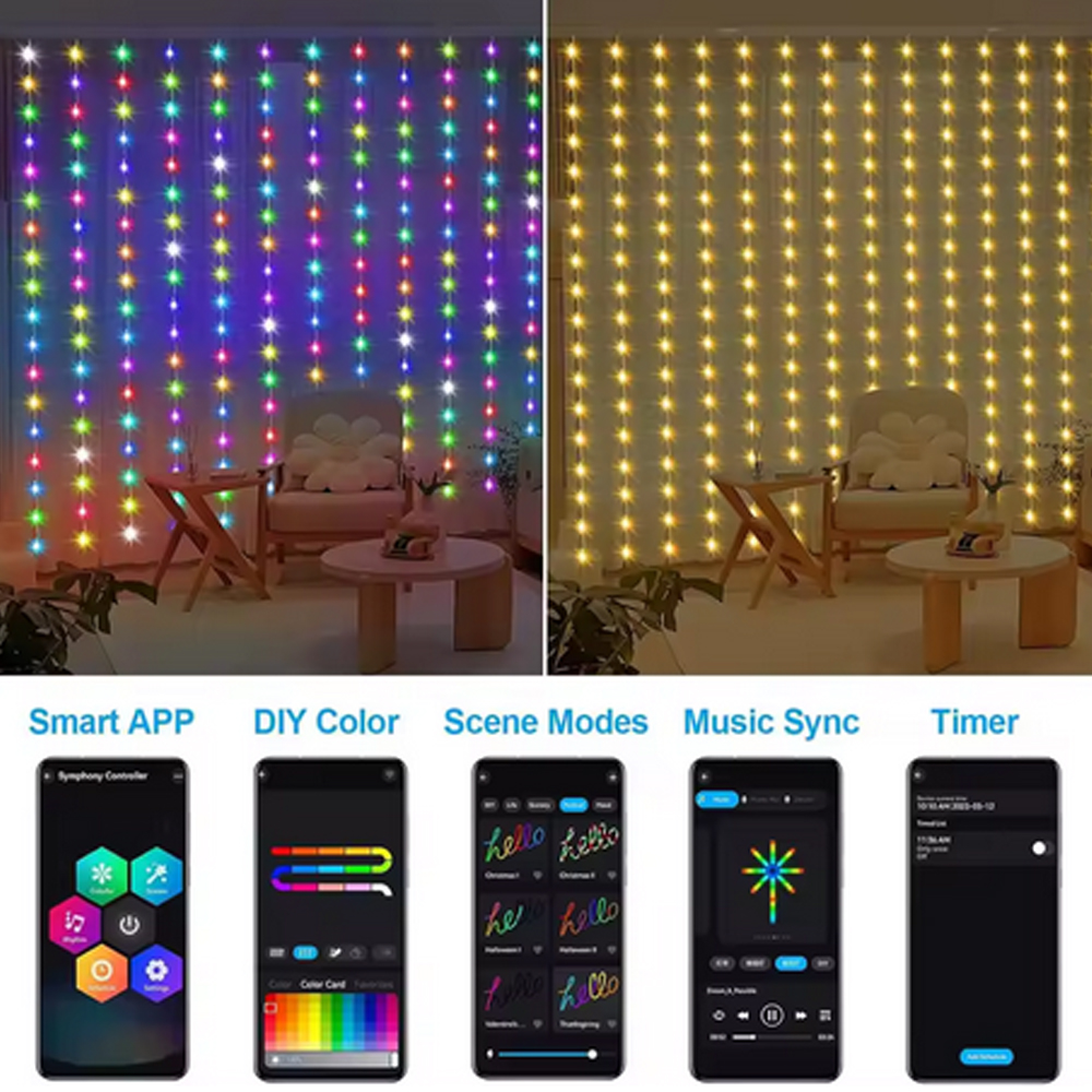 3M RGB Smart LED Curtain Light - Lighting Decor Outdoor recensie en prijs