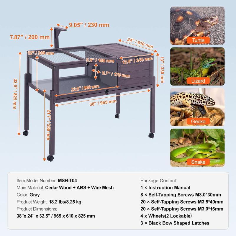 Tortoise habitat, wooden torto - Gecko Lighting & Decor recensie en prijs
